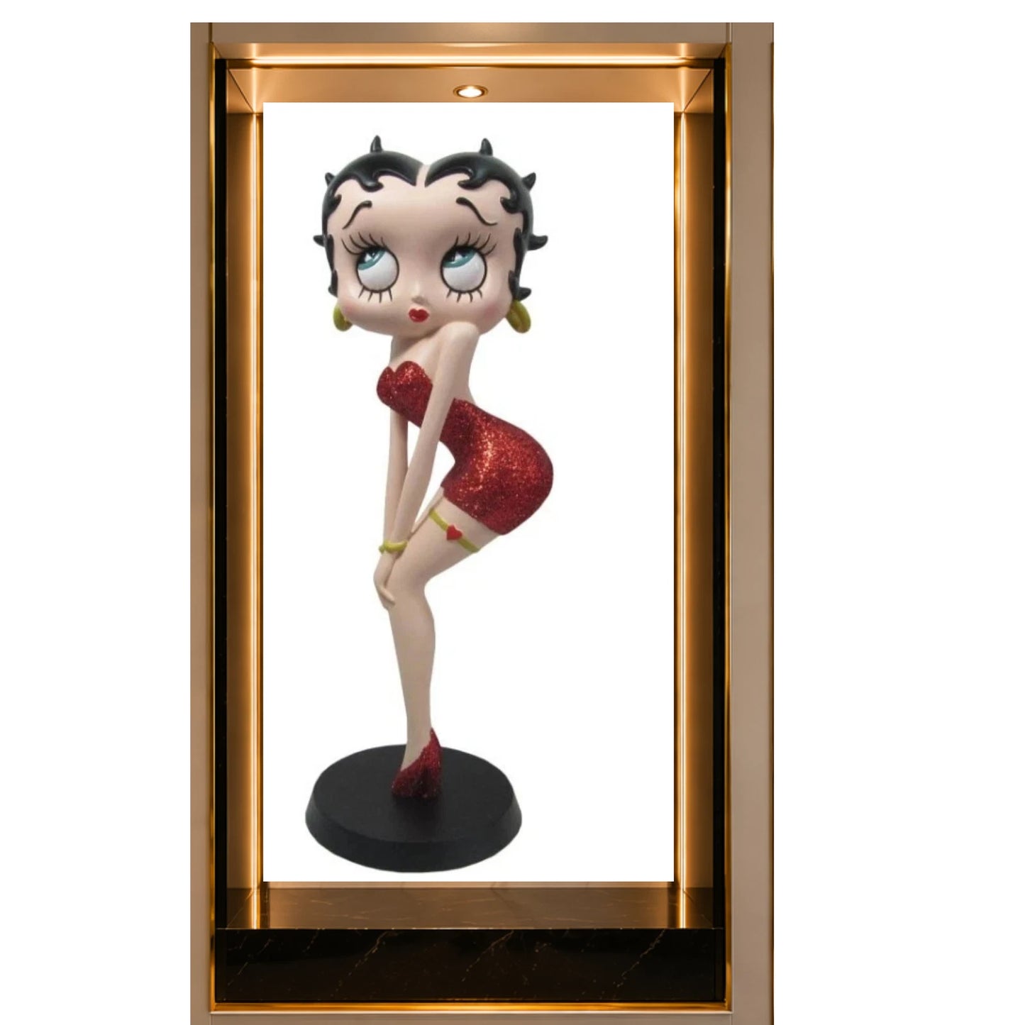 NEW BETTY BOOP CLASSIC POSE RED GLITTER DRESS FIGURINE 29CM VINTAGE ORNAMENT UK STOCK