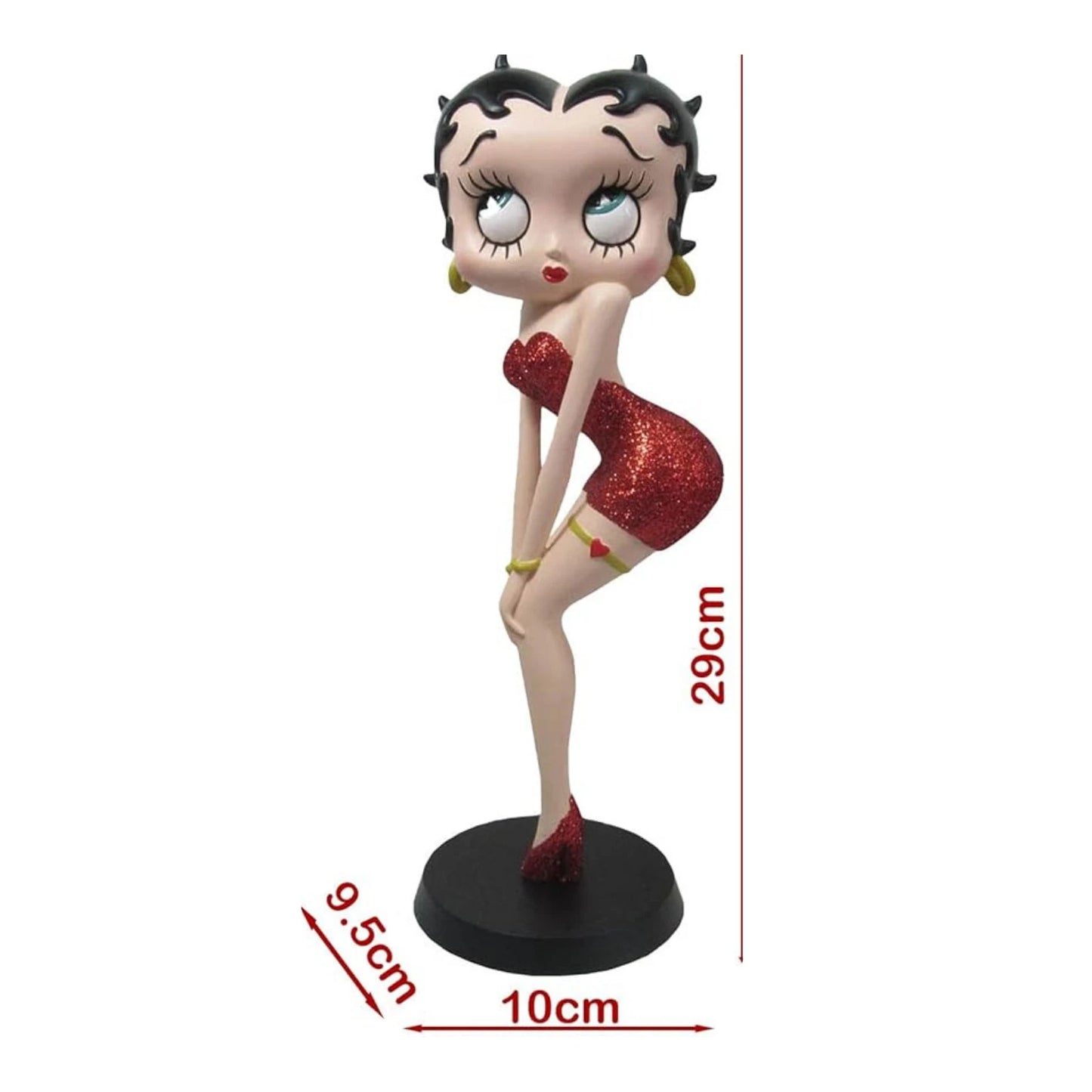 NEW BETTY BOOP CLASSIC POSE RED GLITTER DRESS FIGURINE 29CM VINTAGE ORNAMENT UK STOCK