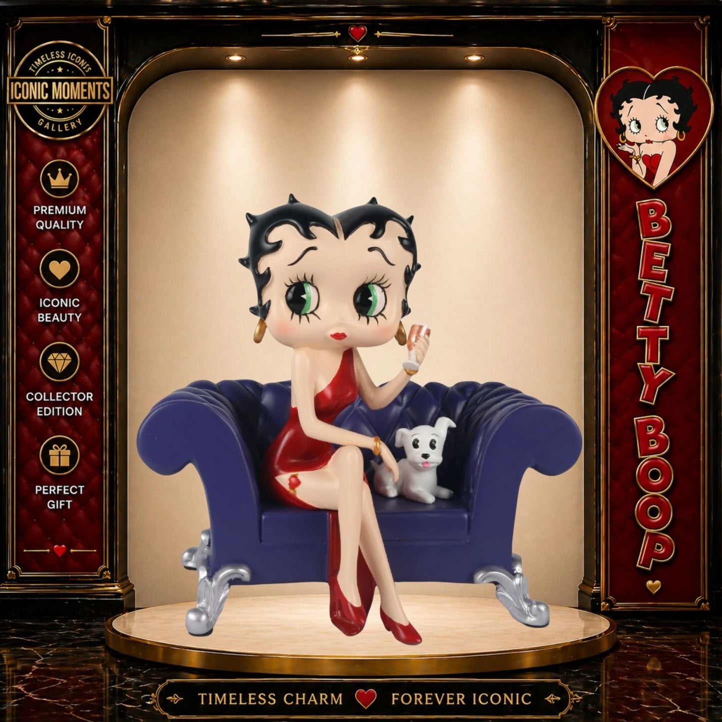 NEW BETTY BOOP ON SETTEE FIGURINE 22CM VINTAGE ORNAMENT COLLECTABLE STATUE GIFT UK STOCK