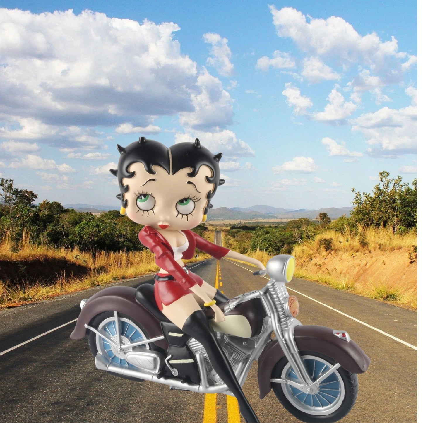 BETTY BOOP MOTORBIKE FIGURINE RED JACKET COLLECTIBLE ORNAMENT 31CM DECOR GIFT UK STOCK