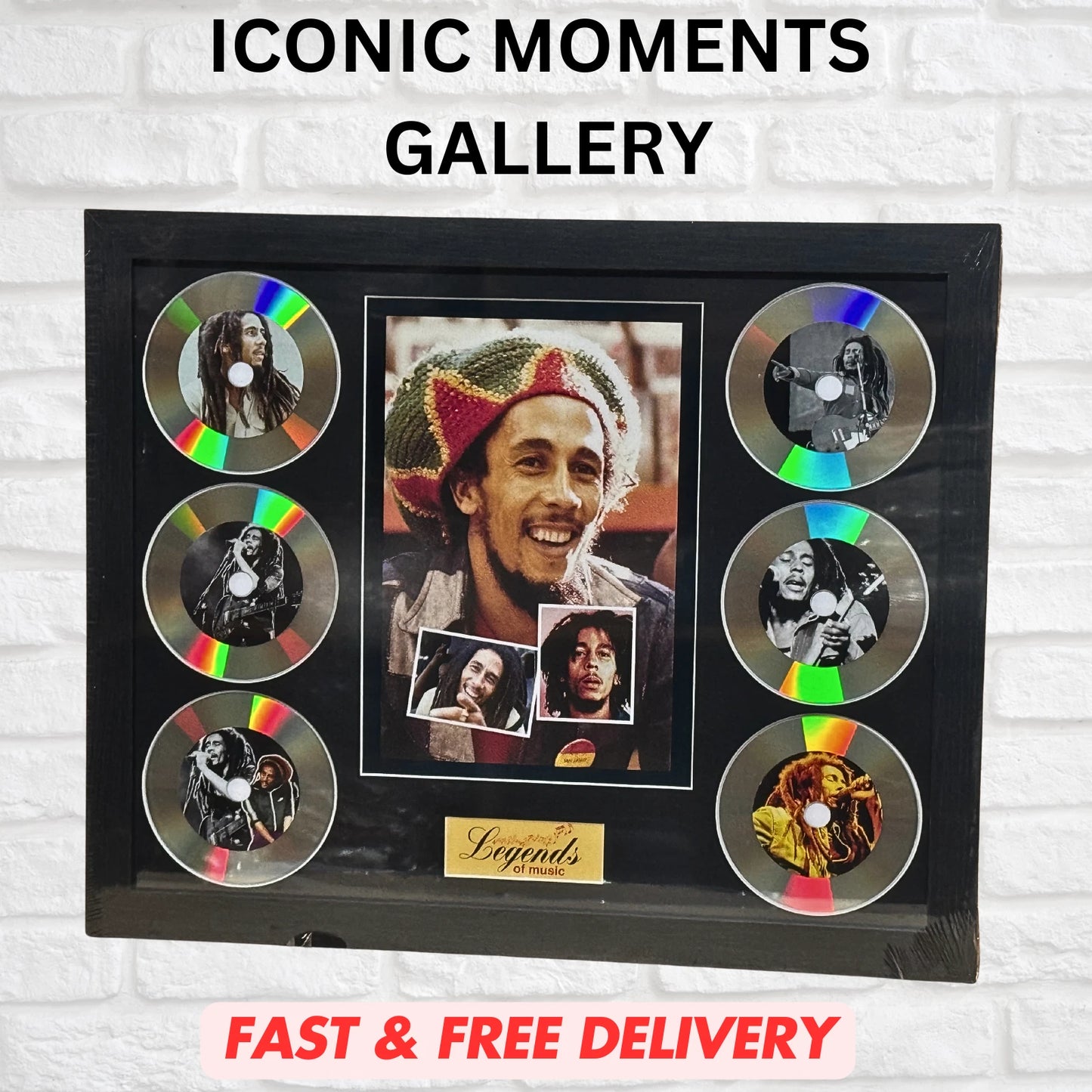BOB MARLEY MEMORABILIA FRAMED PICTURE PRESENTATION DISC SET LEGENDS OF MUSIC UK STOCK