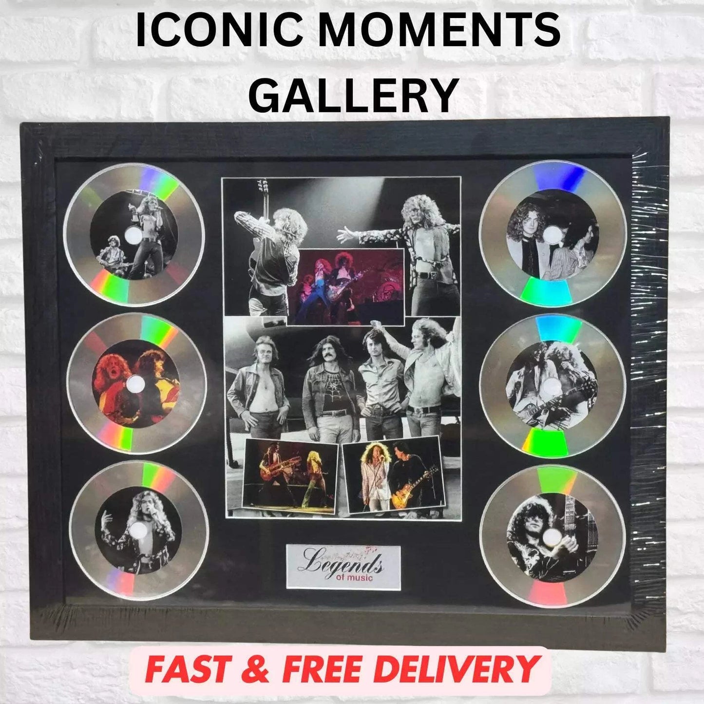 LED ZEPPELIN MEMORABILIA FRAMED PICTURE PRESENTATION DISC SET LEGENDS MUSIC UK