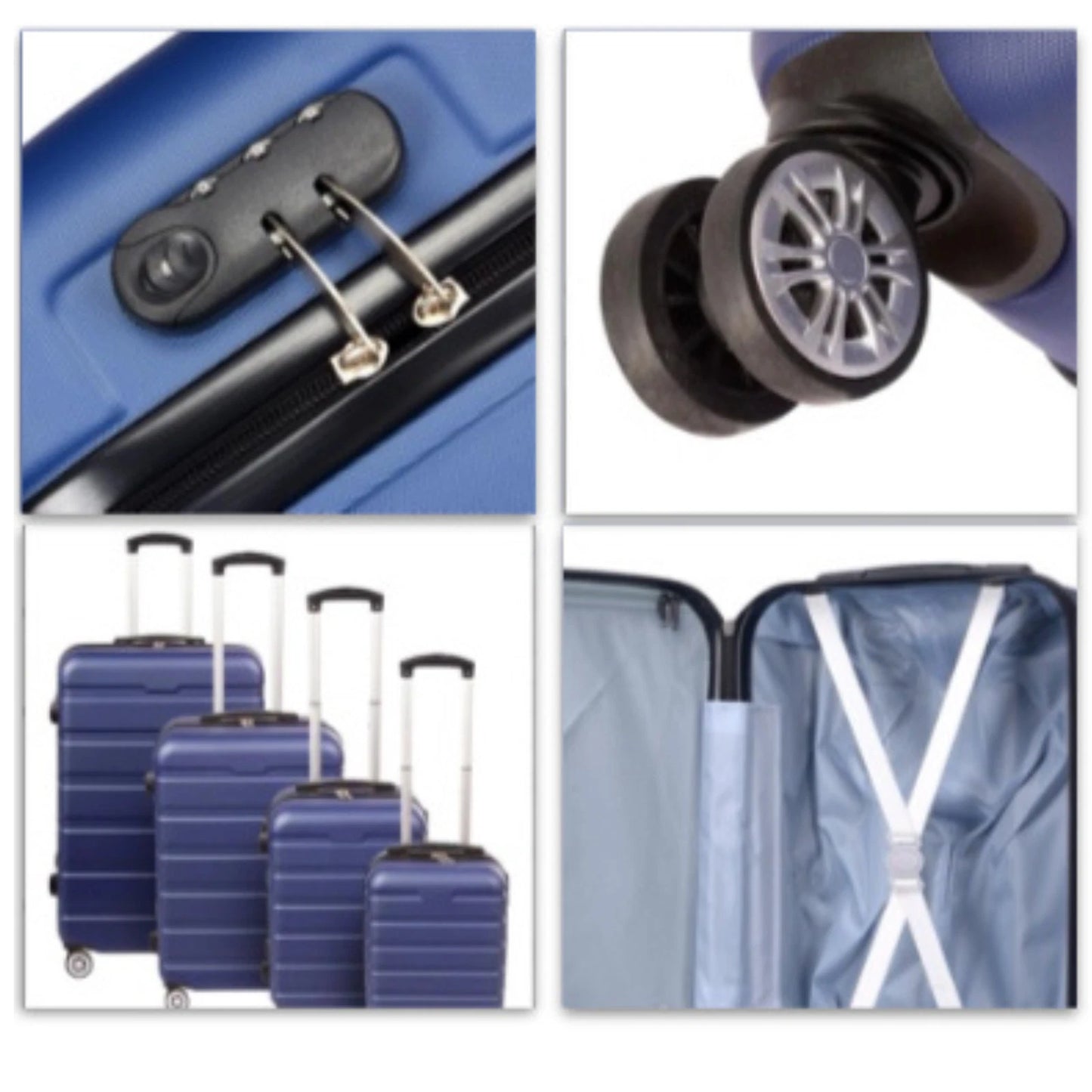 4 Wheel Hard Shell Luggage Set ABS Suitcases Large Medium Cabin Lightweight UK STOCK
