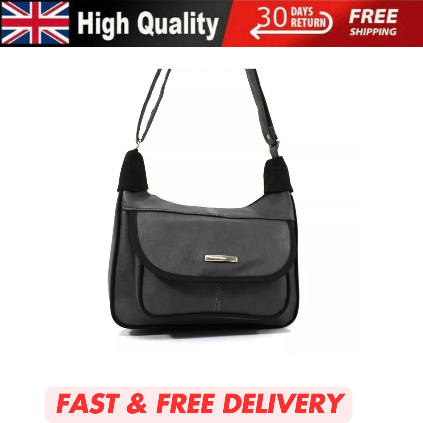 LADIES HANDBAG CROSSBODY MESSENGER BAG – WOMEN'S SHOULDER BAG WITH LONG STRAP UK STOCK
