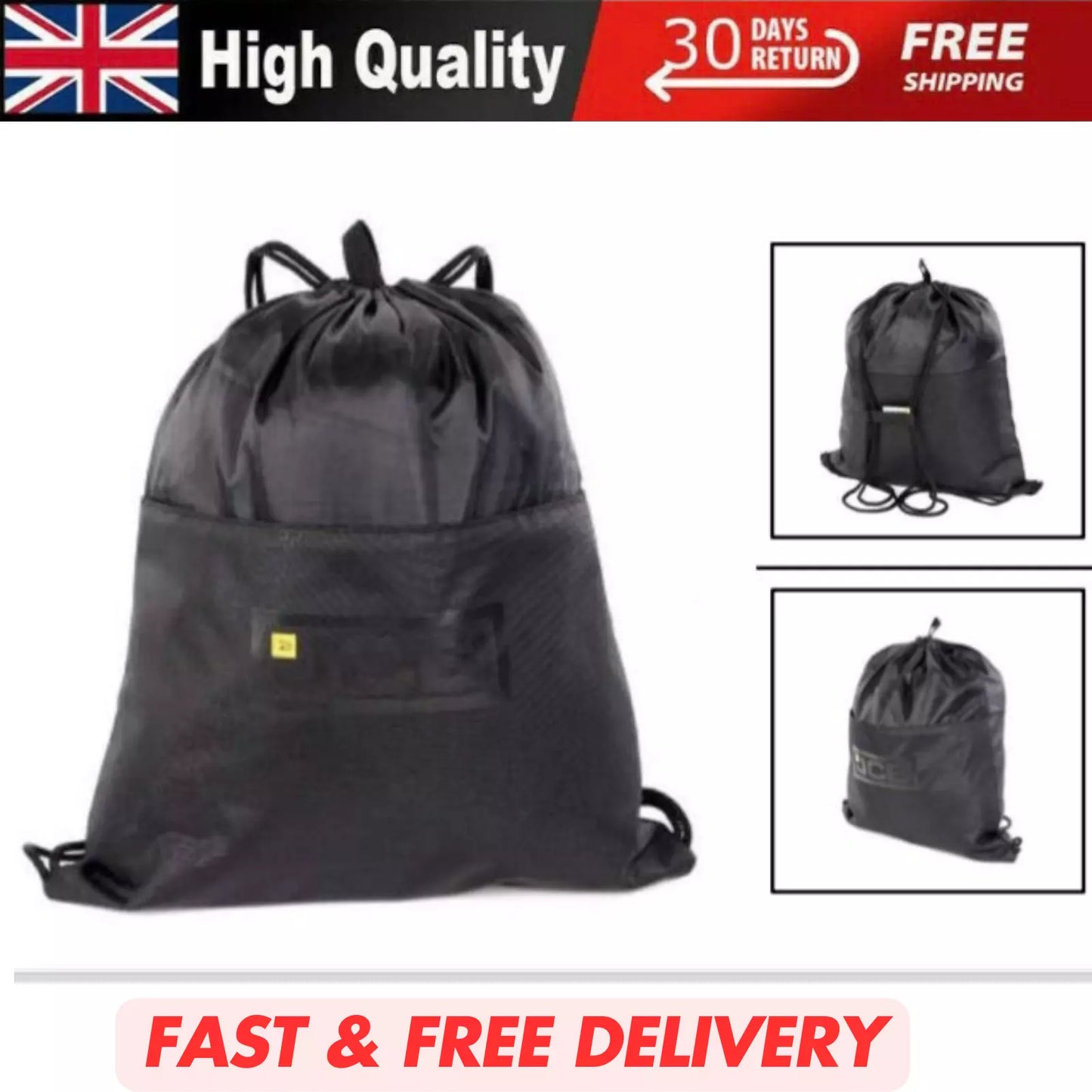 JCB DRAWSTRING BOOK BAG SPORT GYM SWIM PE DANCE MENS BOYS SPORTS BACKPACK UK STOCK