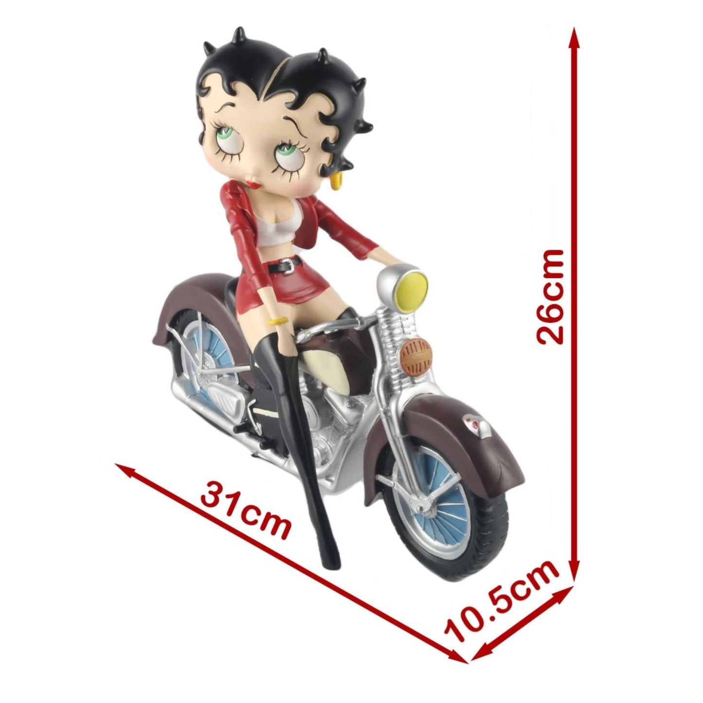 BETTY BOOP MOTORBIKE FIGURINE RED JACKET COLLECTIBLE ORNAMENT 31CM DECOR GIFT UK STOCK