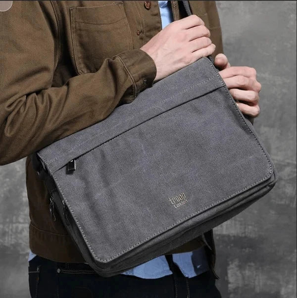 NEW TROOP LONDON TRP0240 CANVAS LAPTOP MESSENGER BAG 16.5INCH CROSSBODY SHOULDER