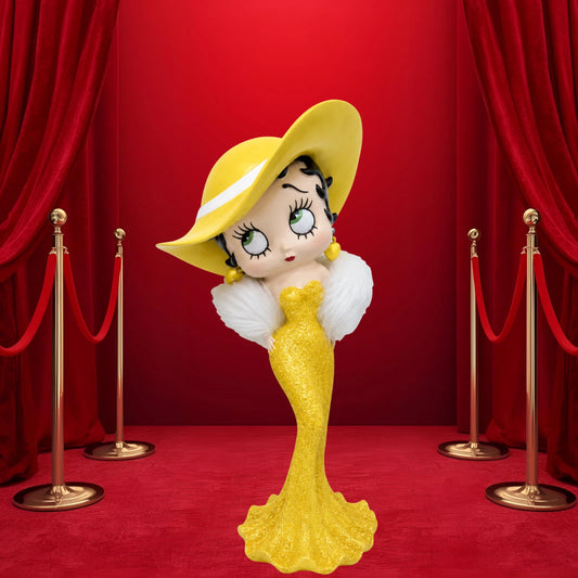 BETTY BOOP MADAM YELLOW DRESS FIGURINE WITH HAT FUR STOLE ORNAMENT VINTAGE GIFT UK STOCK
