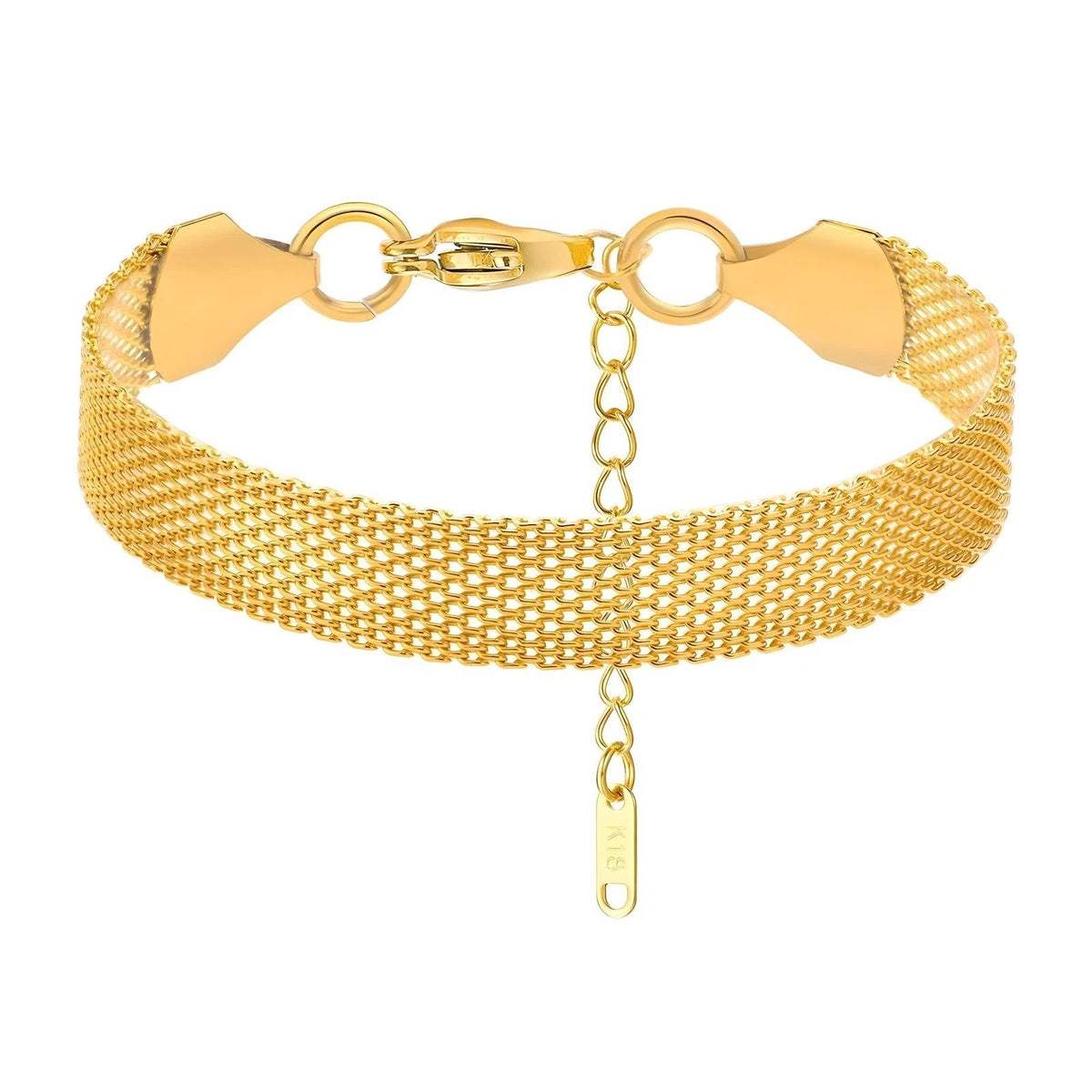 18K GOLD PLATED TITANIUM STEEL LADIES MESH BRACELET ADJUSTABLE WATERPROOF GIFT