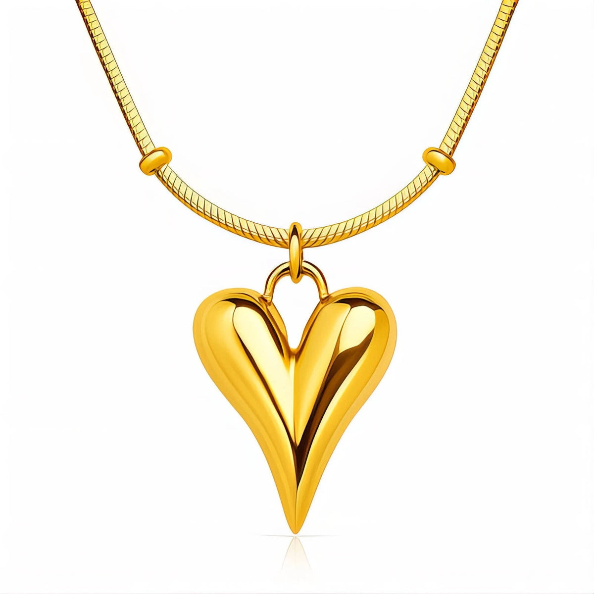 18K GOLD PLATED TITANIUM STEEL HEART NECKLACE PVD WATERPROOF GIFT GIRL HER UK
