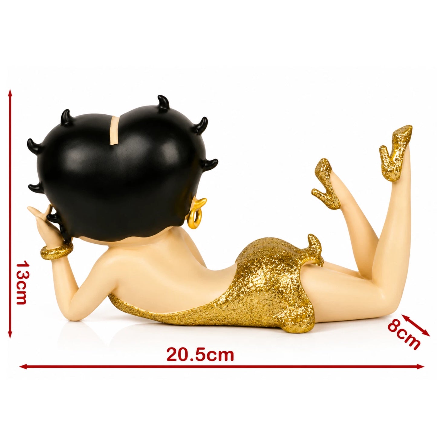 NEW BETTY BOOP LYING DOWN GOLD GLITTER DRESS FIGURINE COLLECTIBLE VINTAGE GIFT UK STOCK