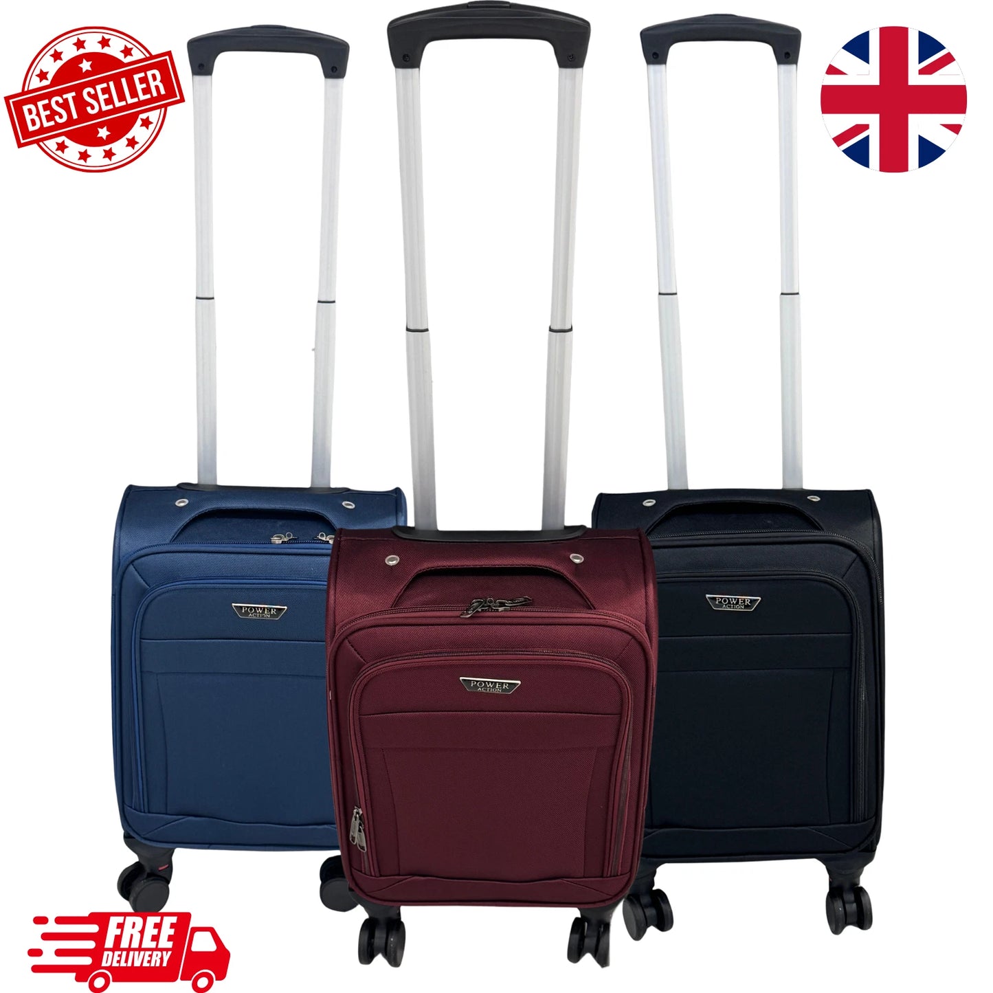 Ryanair Fits 52x34x20cm Cabin Suitcase 4 Wheel soft Carry Travel Luggage Bag UK STOCK