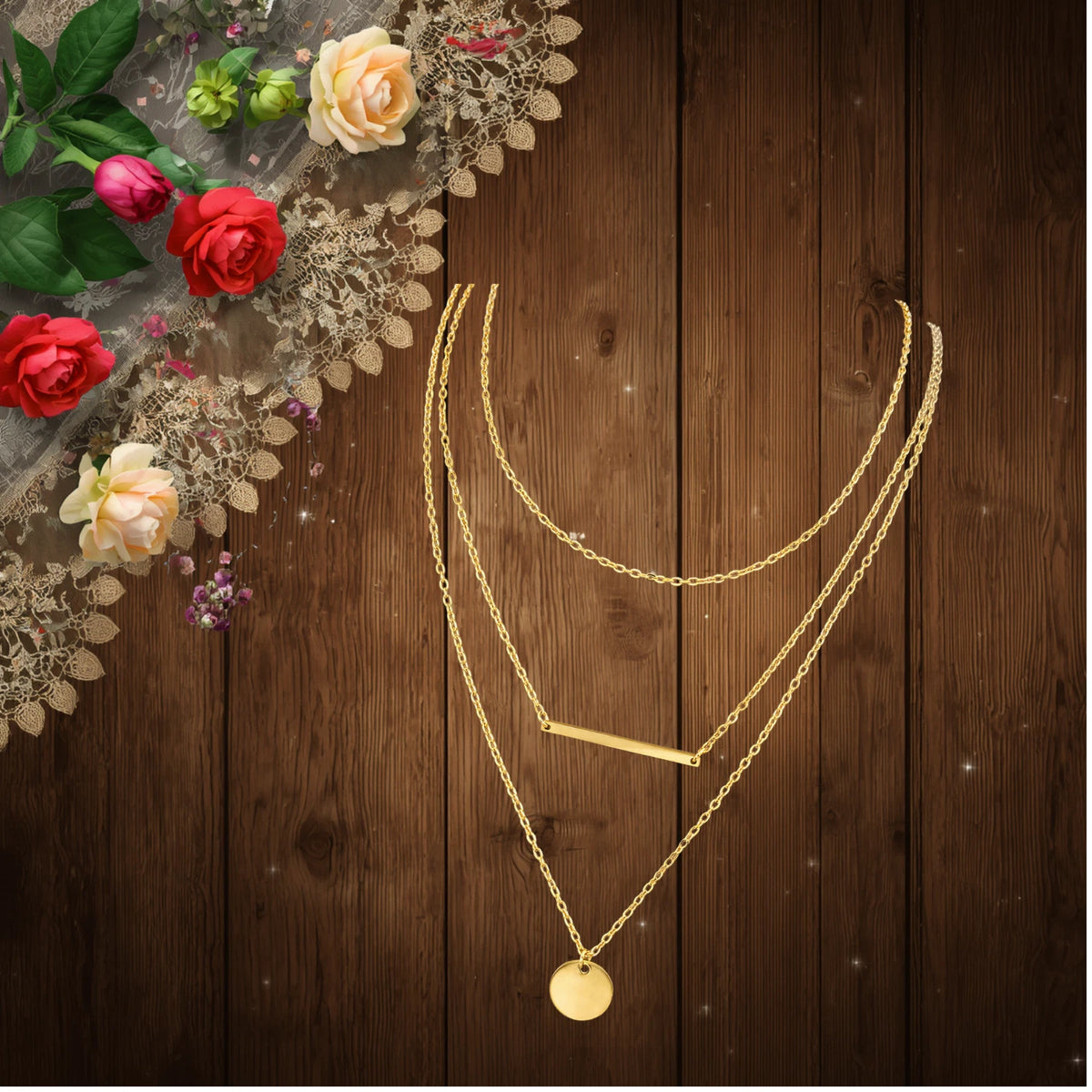 LADIES 18K GOLD PLATED PENDANT NECKLACE WATERPROOF HYPOALLERGENIC TARNISH FREE
