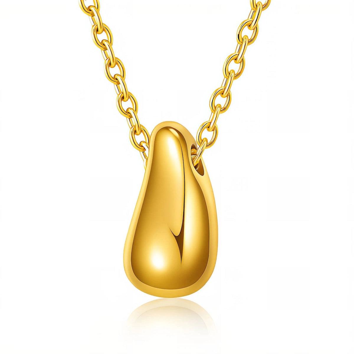 18K GOLD PLATED DROP PENDANT NECKLACE LADIES TITANIUM STEEL ANTI TARNISH GIFT UK