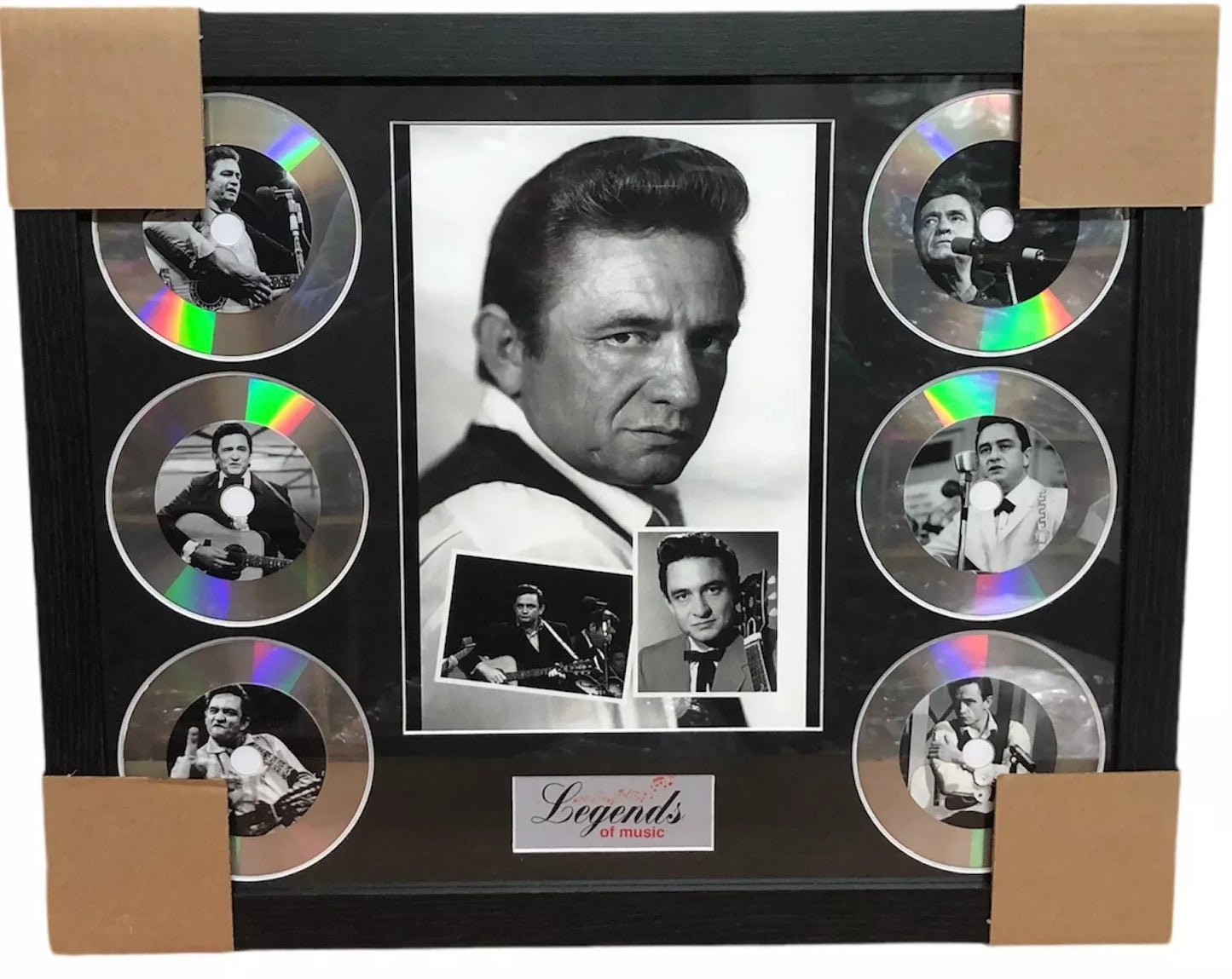 JOHNNY CASH MEMORABILIA FRAMED PICTURE PRESENTATION DISC SET LEGENDS OF MUSIC UK STOCK