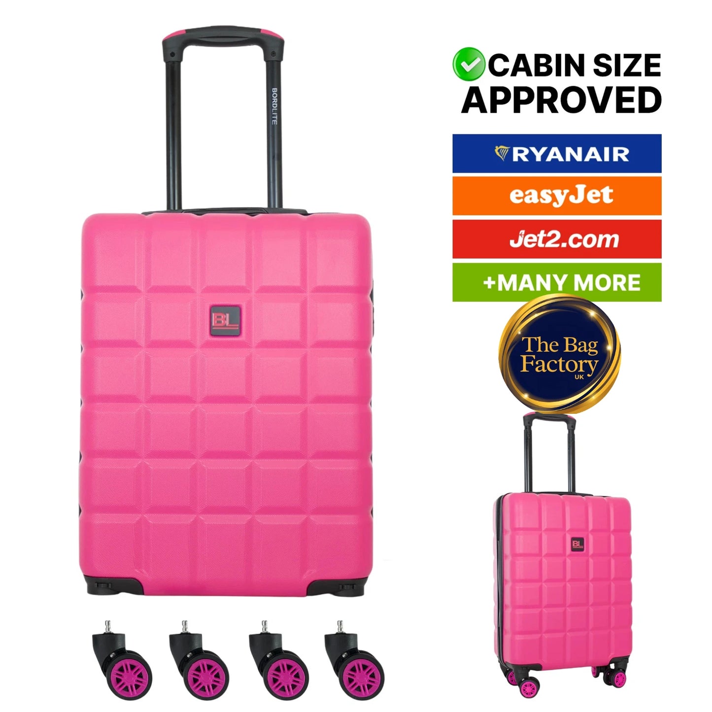 Ryanair fits 55x40x20cm Cabin ABSHardShell 4 wheel Suitcase Lightweight UK STOCK