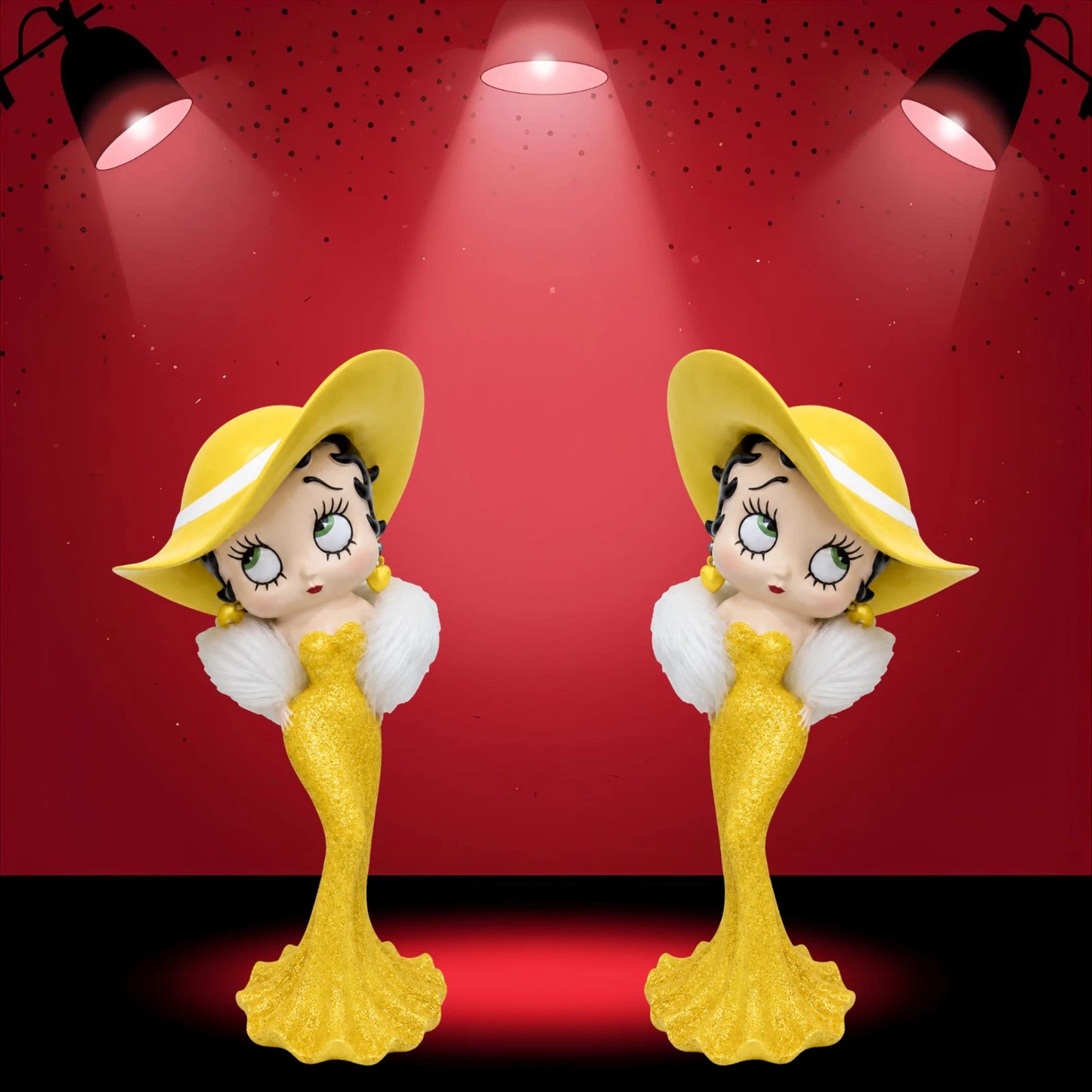 BETTY BOOP MADAM YELLOW DRESS FIGURINE WITH HAT FUR STOLE ORNAMENT VINTAGE GIFT UK STOCK