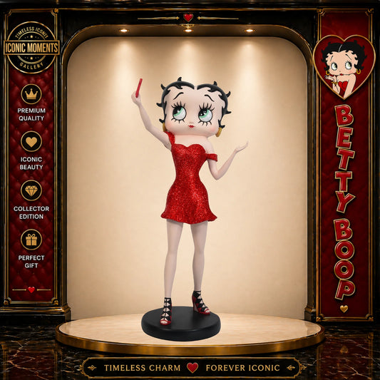 BETTY BOOP SELFIE RED GLITTER DRESS FIGURINE VINTAGE ORNAMENT GIFT DECOR GIFT UK STOCK