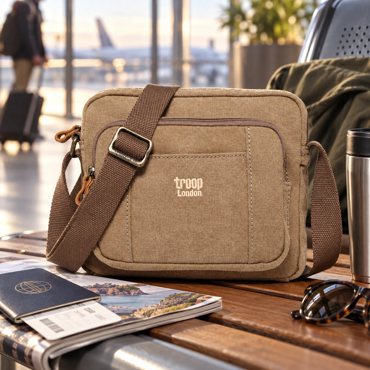TROOP LONDON TRP0235 CLASSIC CANVAS CROSSBODY SHOULDER BAG