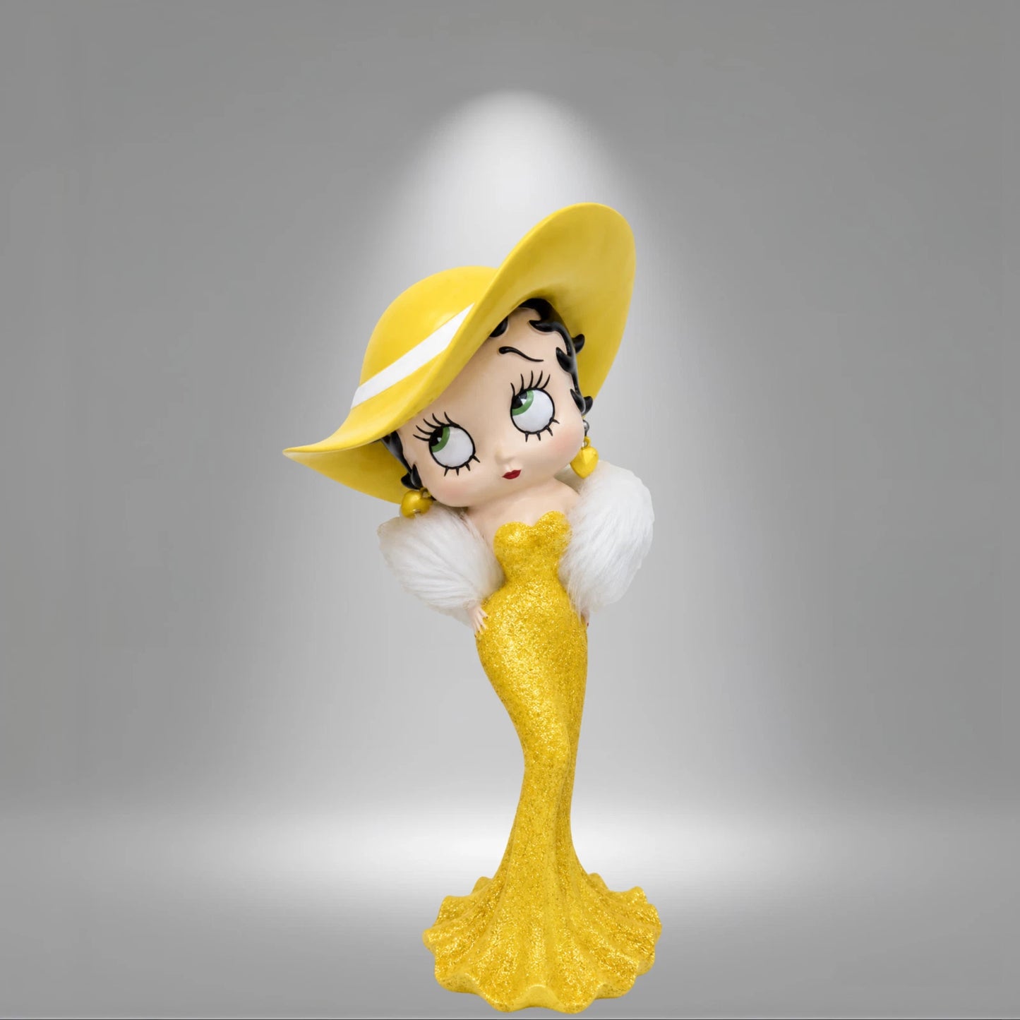 BETTY BOOP MADAM YELLOW DRESS FIGURINE WITH HAT FUR STOLE ORNAMENT VINTAGE GIFT UK STOCK