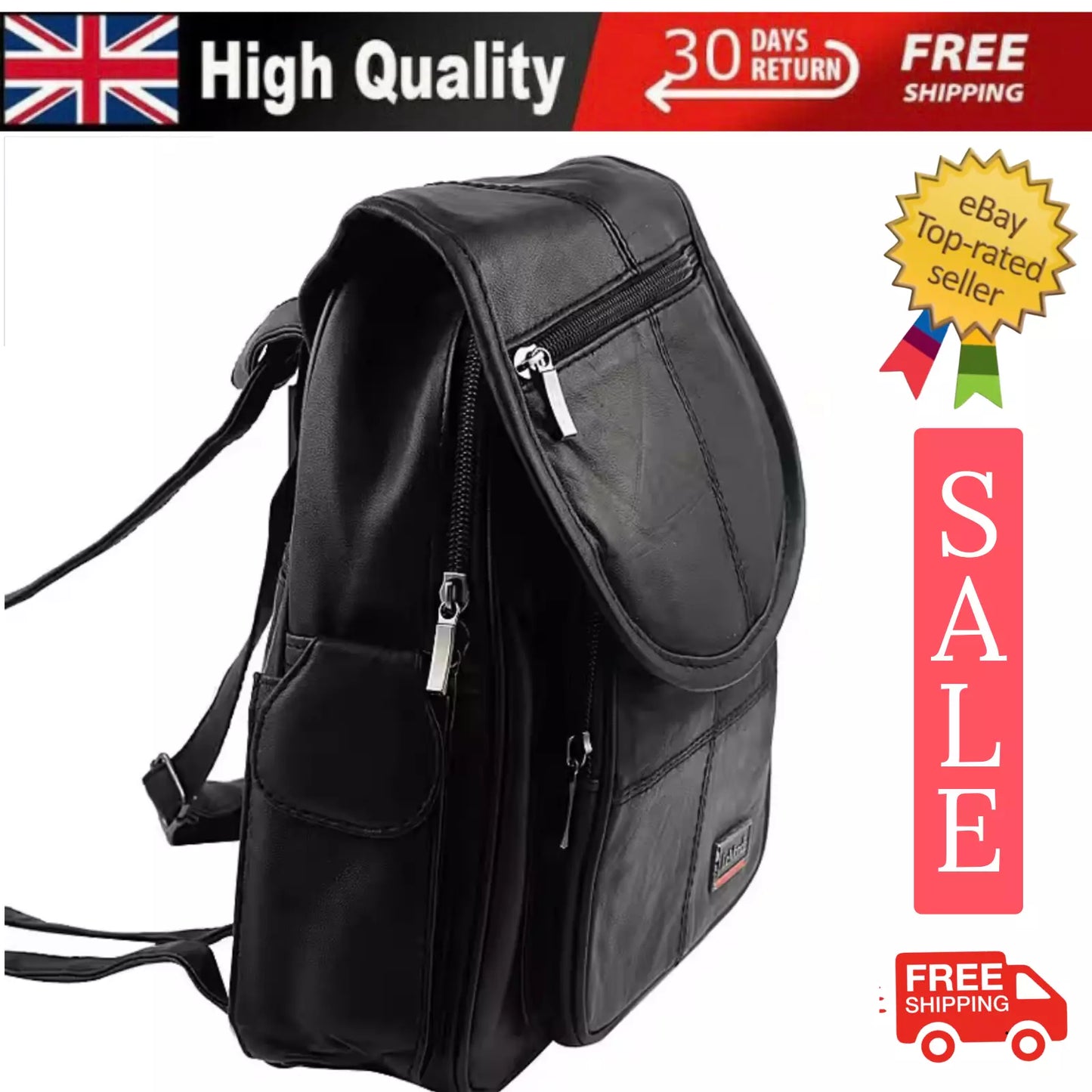 LARGE WOMEN'S GENUINE LEATHER BACKPACK RUCKSACK SHOULDER BAG FASHIONABLE HANDBAG UK STOCK