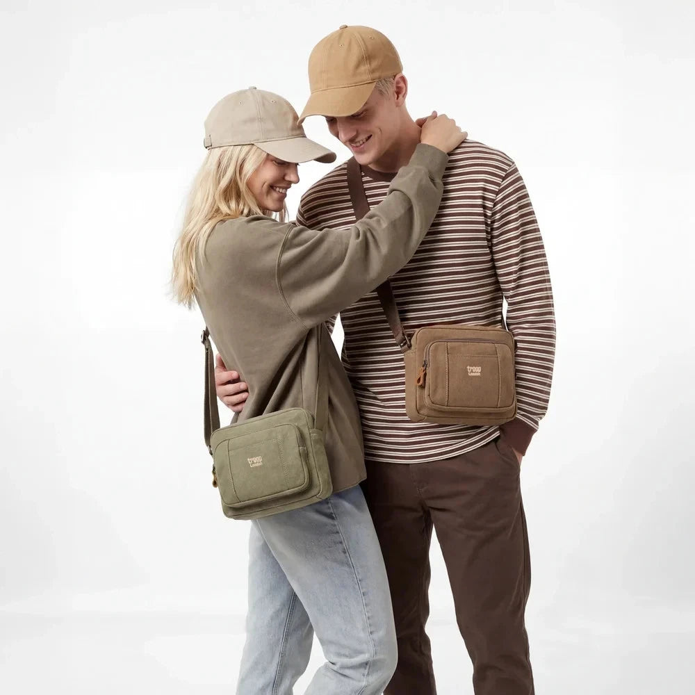 TROOP LONDON TRP0235 CLASSIC CANVAS CROSSBODY SHOULDER BAG