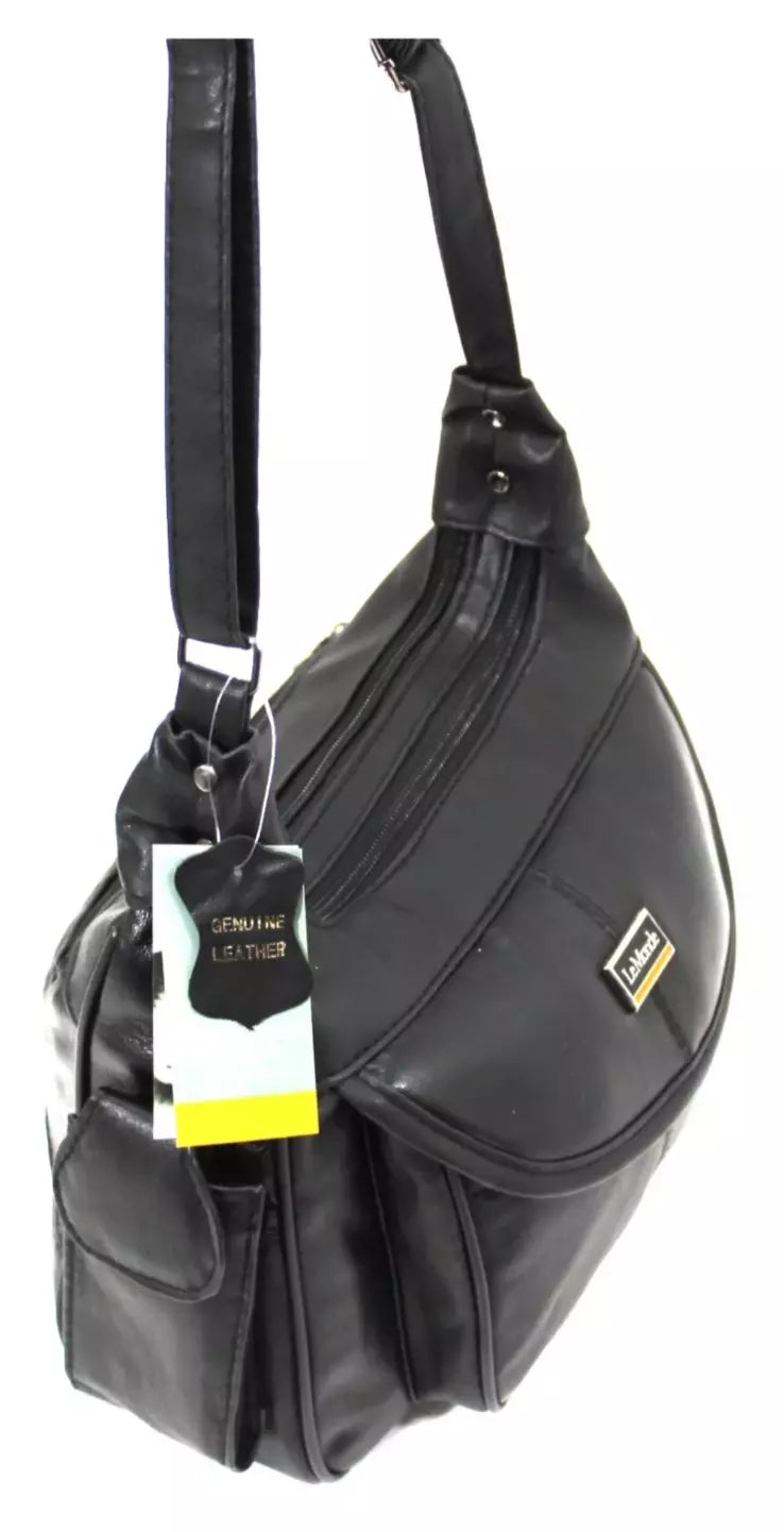 WOMEN'S GENUINE LEATHER SHOULDER BAG – MULTI-POCKET HANDBAG | LT16 | UK STOCK