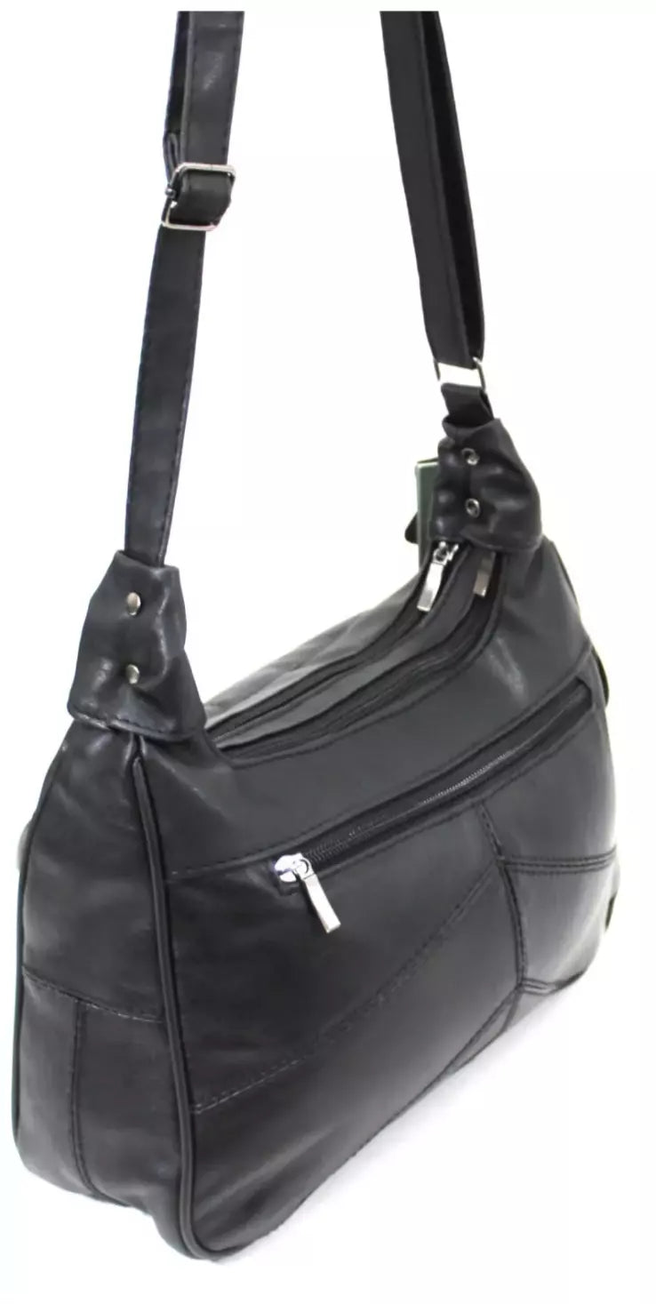 WOMEN'S GENUINE LEATHER SHOULDER BAG – MULTI-POCKET HANDBAG | LT16 | UK STOCK