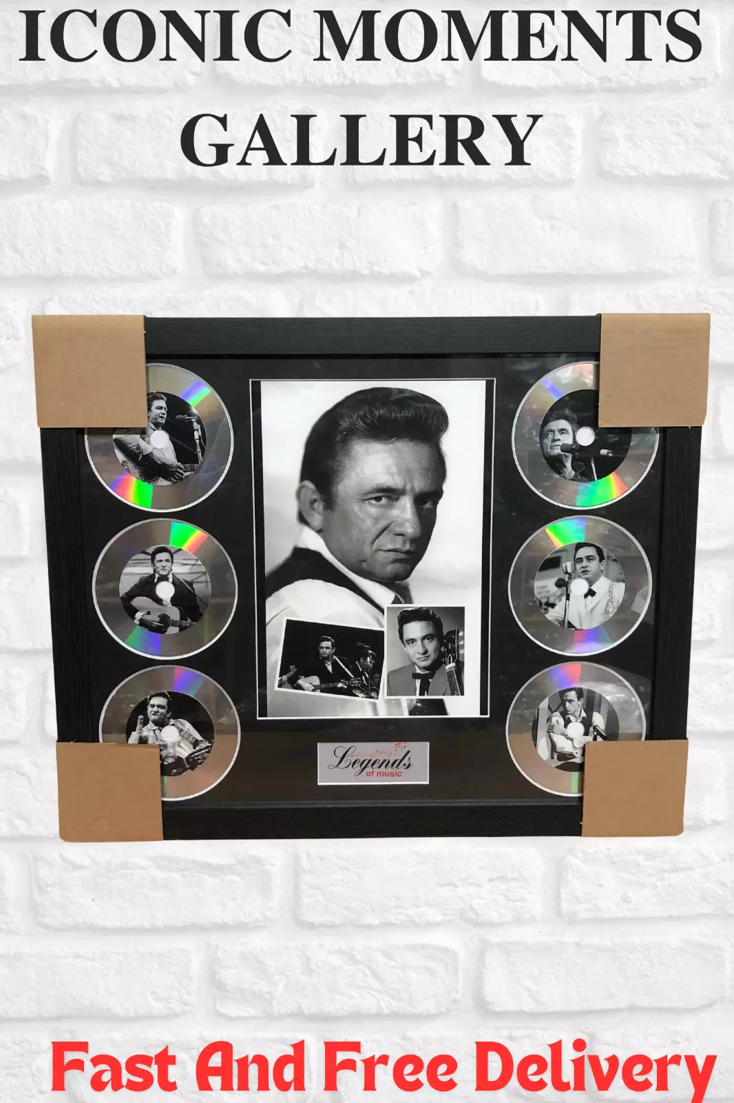 JOHNNY CASH MEMORABILIA FRAMED PICTURE PRESENTATION DISC SET LEGENDS OF MUSIC UK STOCK