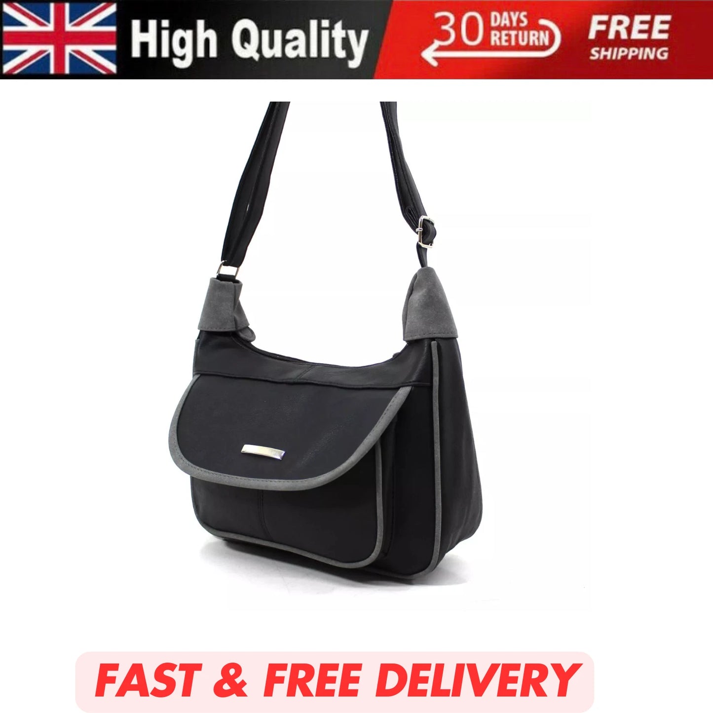 LADIES HANDBAG CROSSBODY MESSENGER BAG – WOMEN'S SHOULDER BAG WITH LONG STRAP UK STOCK