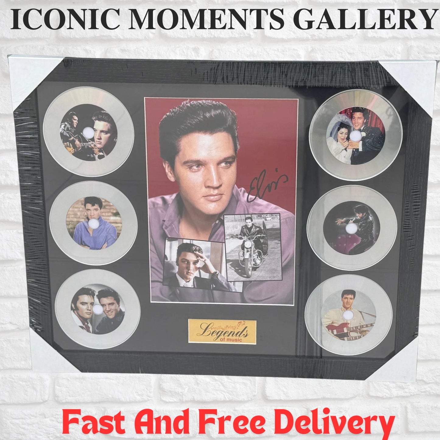 ELVIS PRESLEY MEMORABILIA FRAMED PICTURE PRESENTATION DISC SET LEGENDS OF MUSIC UK STOCK