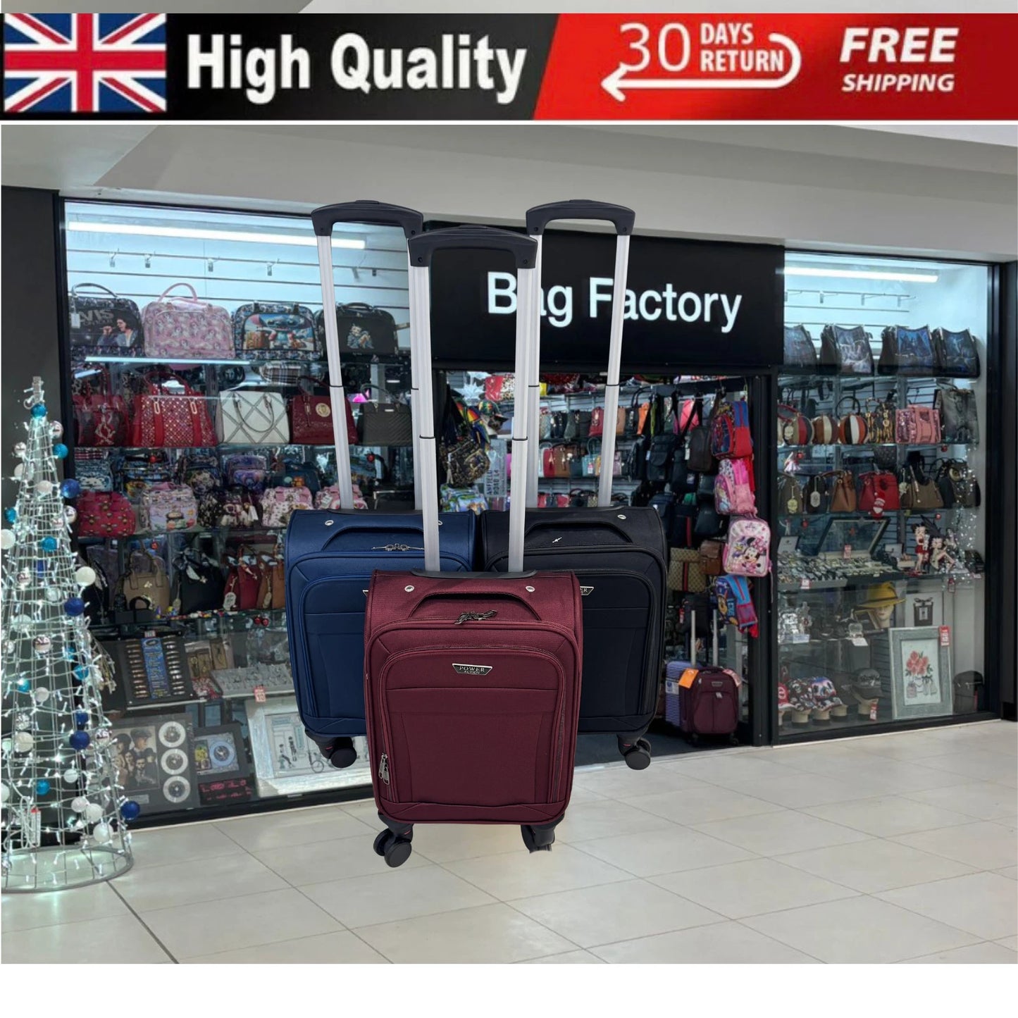 Ryanair Fits 52x34x20cm Cabin Suitcase 4 Wheel soft Carry Travel Luggage Bag UK STOCK