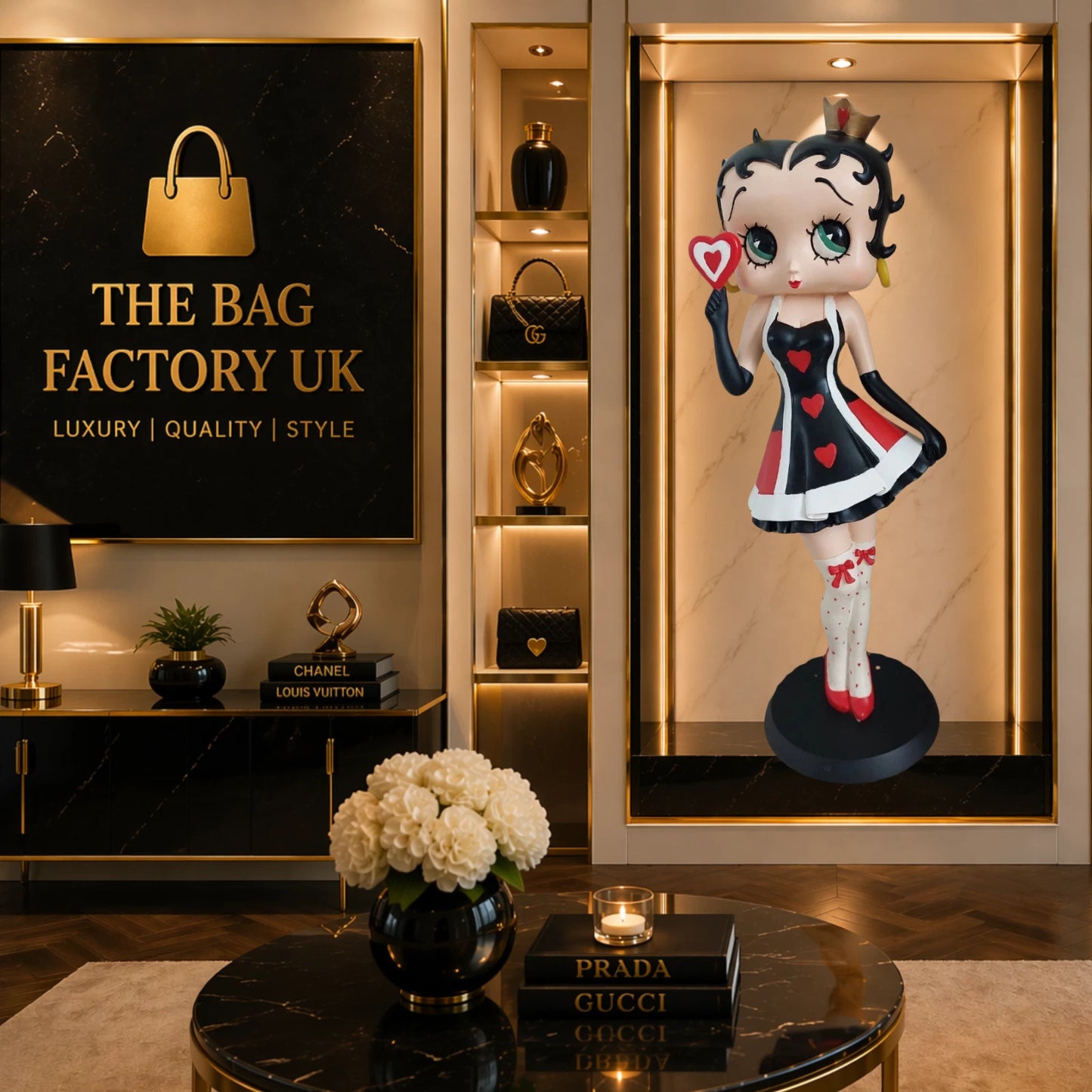 NEW BETTY BOOP QUEEN OF HEARTS 33CM FIGURINE LARGE VINTAGE ORNAMENT COLLECTIBLE