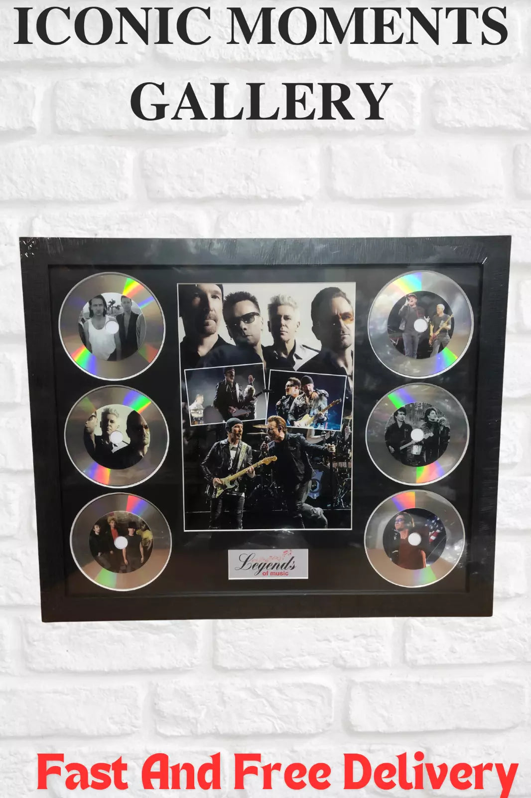 BONO AND THE EDGE MEMORABILIA FRAMED PICTURE PRESENTATION DISCSET LEGENDS MUSIC UK STOCK