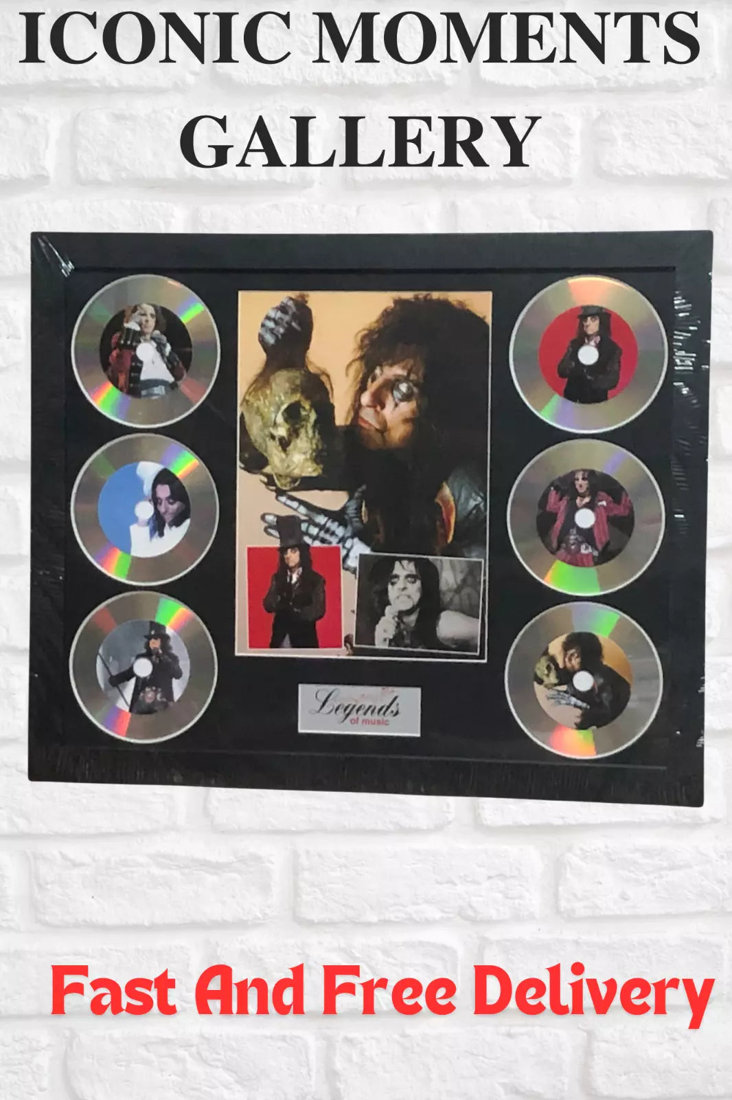 ALICE COOPER MEMORABILIA FRAMED PICTURE PRESENTATION DISC SET LEGENDS OF MUSIC UK STOCK