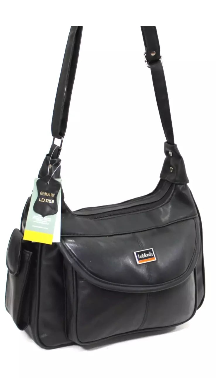 WOMEN'S GENUINE LEATHER SHOULDER BAG – MULTI-POCKET HANDBAG | LT16 | UK STOCK