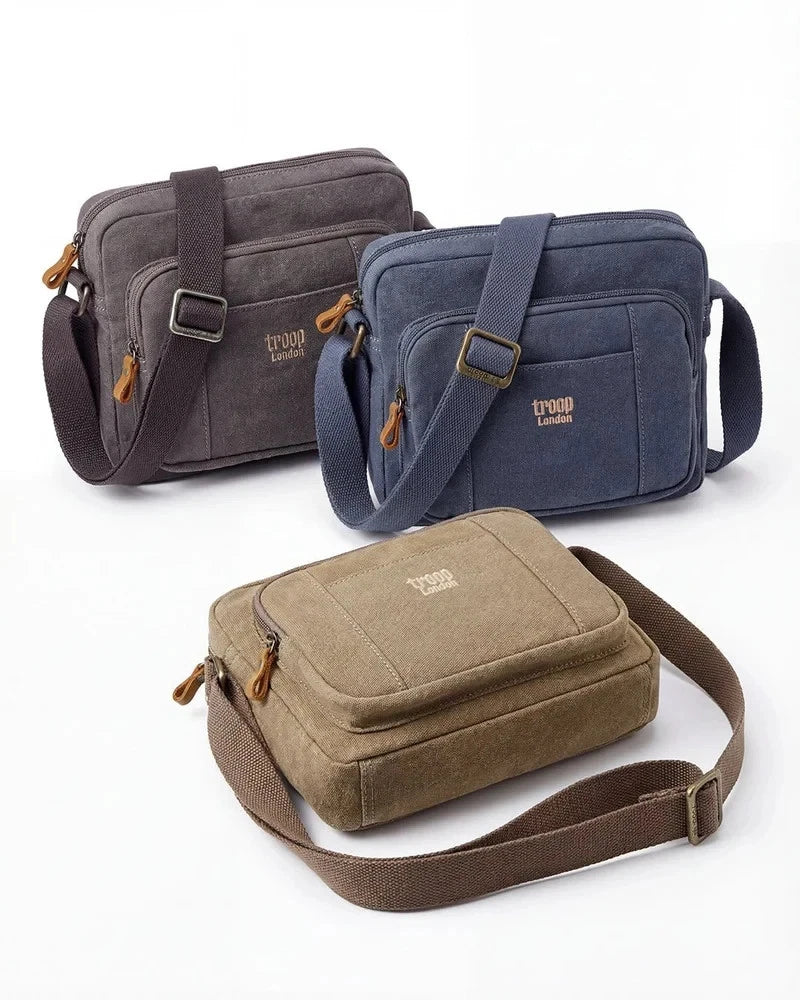 TROOP LONDON TRP0235 CLASSIC CANVAS CROSSBODY SHOULDER BAG