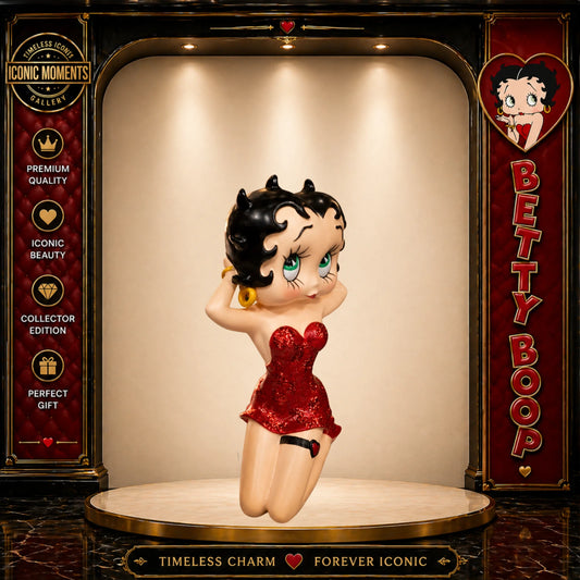 BETTY BOOP KNEELING RED GLITTER DRESS FIGURINE ORNAMENT COLLECTIBLE 21CM VINTAGE UK STOCK