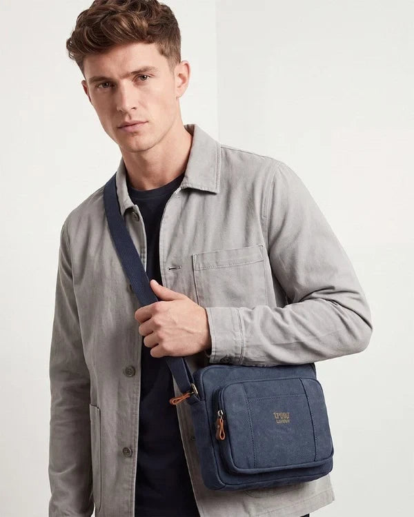 TROOP LONDON TRP0235 CLASSIC CANVAS CROSSBODY SHOULDER BAG