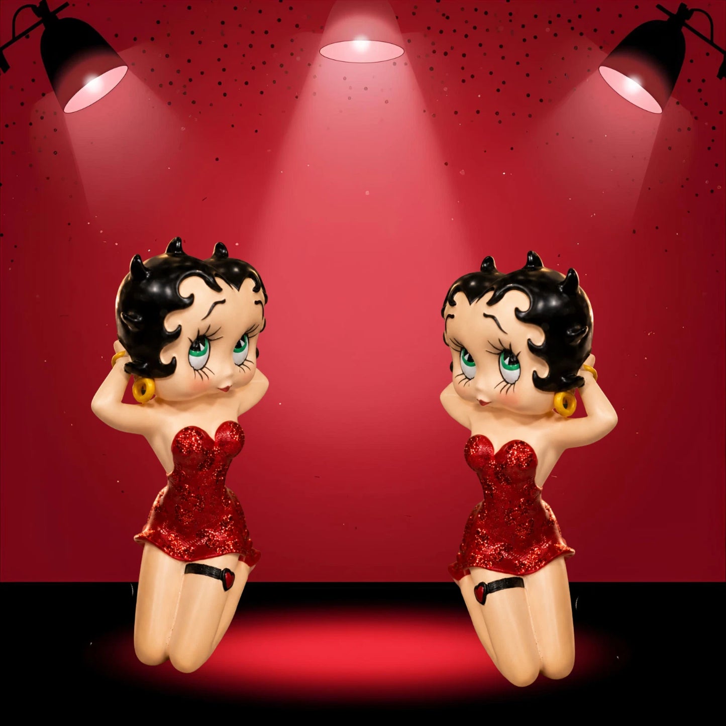 BETTY BOOP KNEELING RED GLITTER DRESS FIGURINE ORNAMENT COLLECTIBLE 21CM VINTAGE UK STOCK