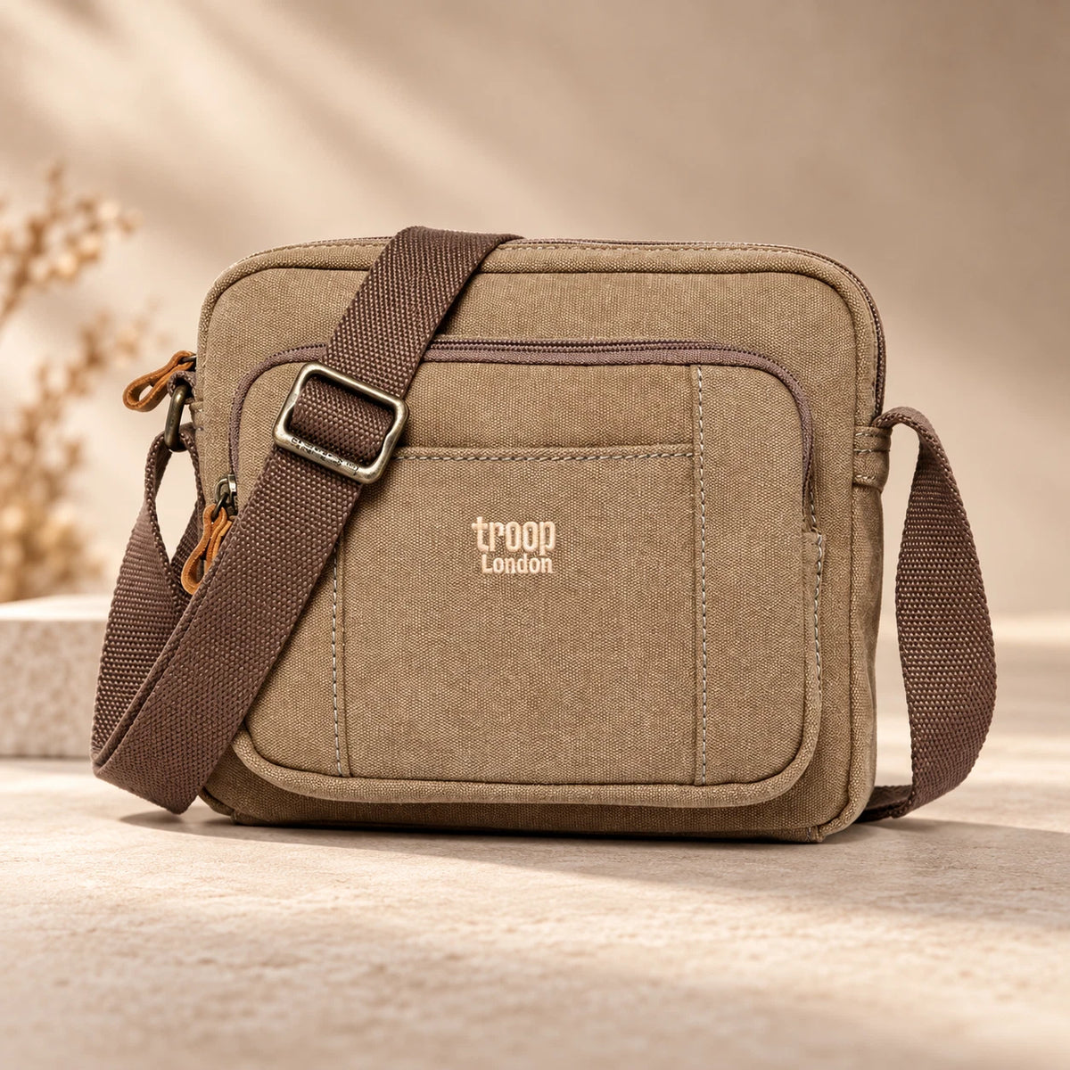 TROOP LONDON TRP0235 CLASSIC CANVAS CROSSBODY SHOULDER BAG