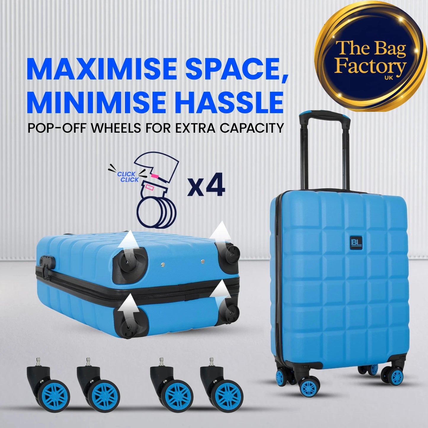 Ryanair fits 55x40x20cm Cabin ABSHardShell 4 wheel Suitcase Lightweight UK STOCK