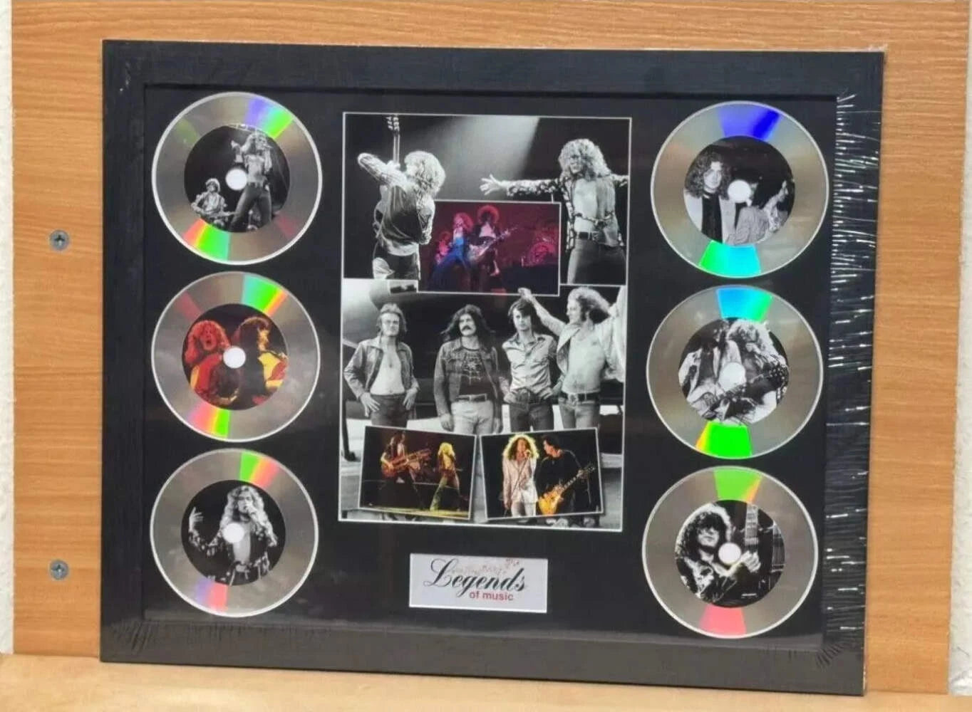 LED ZEPPELIN MEMORABILIA FRAMED PICTURE PRESENTATION DISC SET LEGENDS MUSIC UK