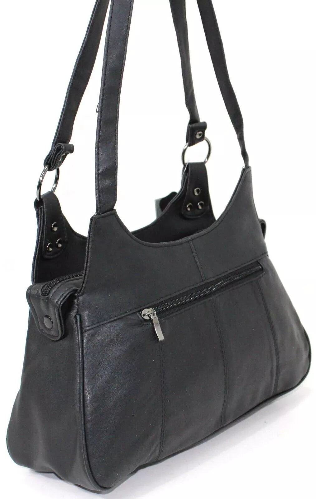 WOMEN'S GENUINE REAL LEATHER ORGANISER SHOULDER BAG WITH MULTI POCKETS HANDBAG UK STOCK