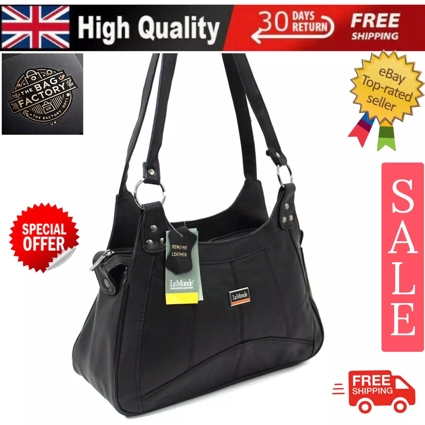 WOMEN'S GENUINE REAL LEATHER ORGANISER SHOULDER BAG WITH MULTI POCKETS HANDBAG UK STOCK