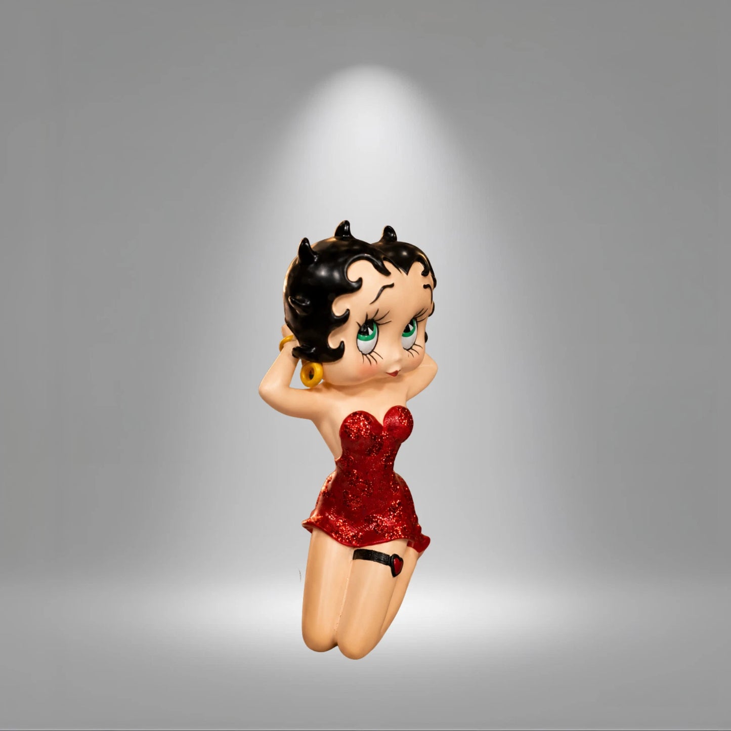 BETTY BOOP KNEELING RED GLITTER DRESS FIGURINE ORNAMENT COLLECTIBLE 21CM VINTAGE UK STOCK