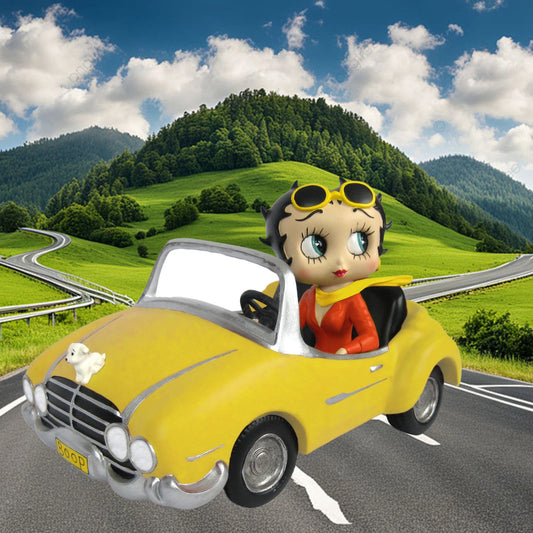 BETTY BOOP IN YELLOW SPORTS CAR FIGURINE VINTAGE COLLECTIBLE ORNAMENT GIFT DECOR UK STOCK