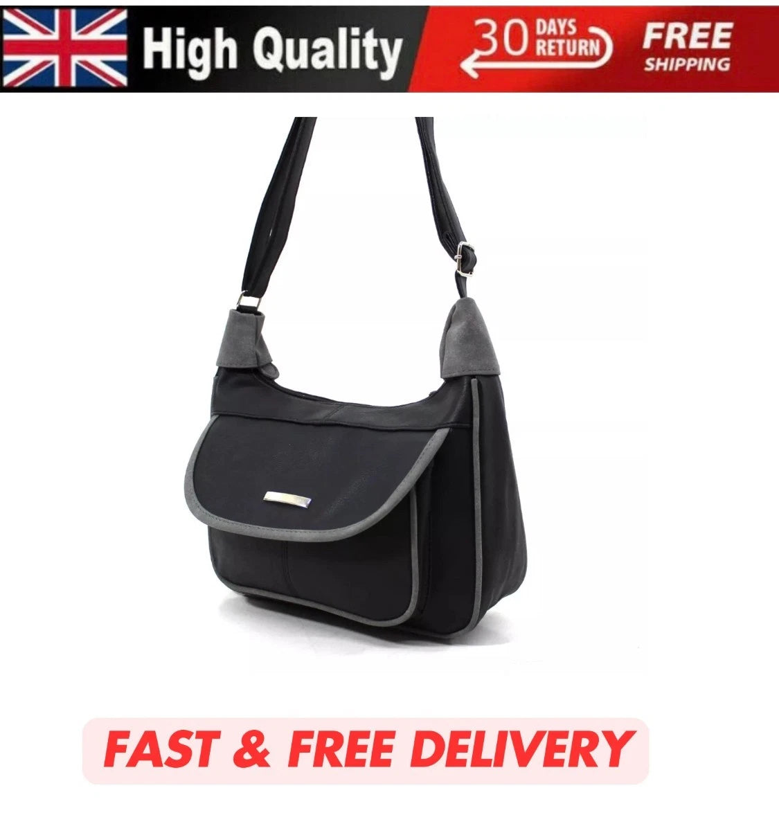 LADIES HANDBAG CROSSBODY MESSENGER BAG – WOMEN'S SHOULDER BAG WITH LONG STRAP UK STOCK