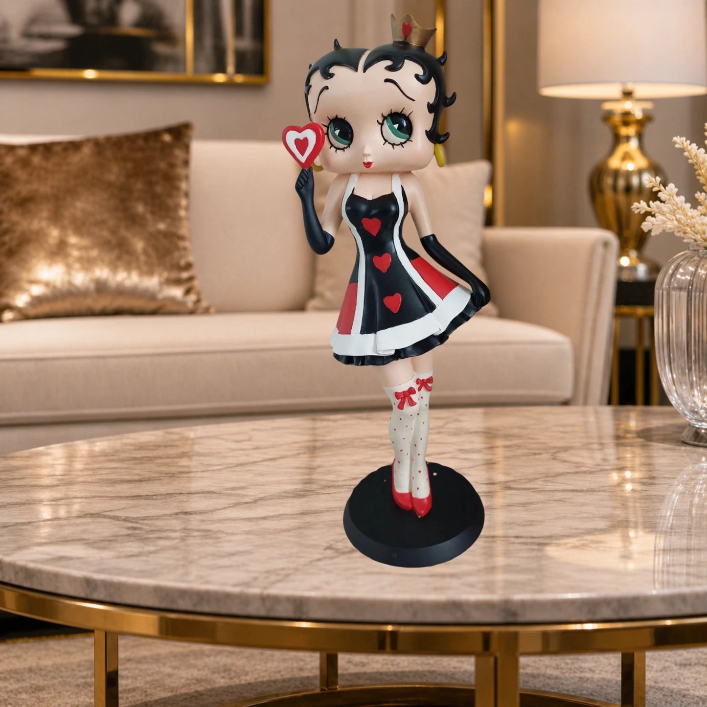 NEW BETTY BOOP QUEEN OF HEARTS 33CM FIGURINE LARGE VINTAGE ORNAMENT COLLECTIBLE