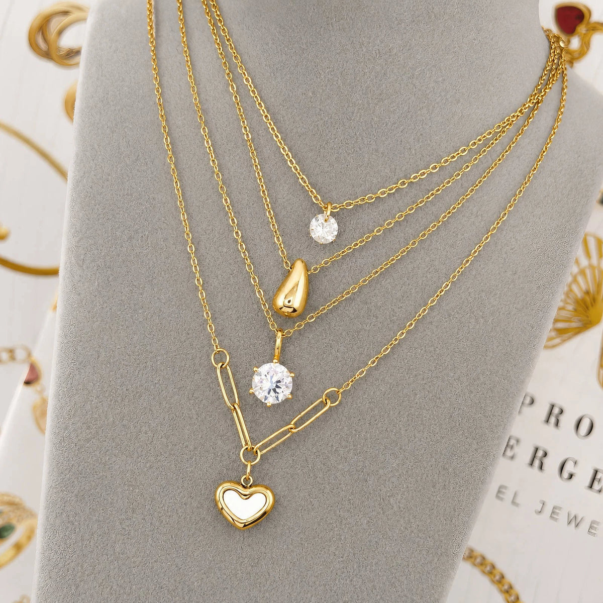 18K GOLD PLATED DROP PENDANT NECKLACE LADIES TITANIUM STEEL ANTI TARNISH GIFT UK